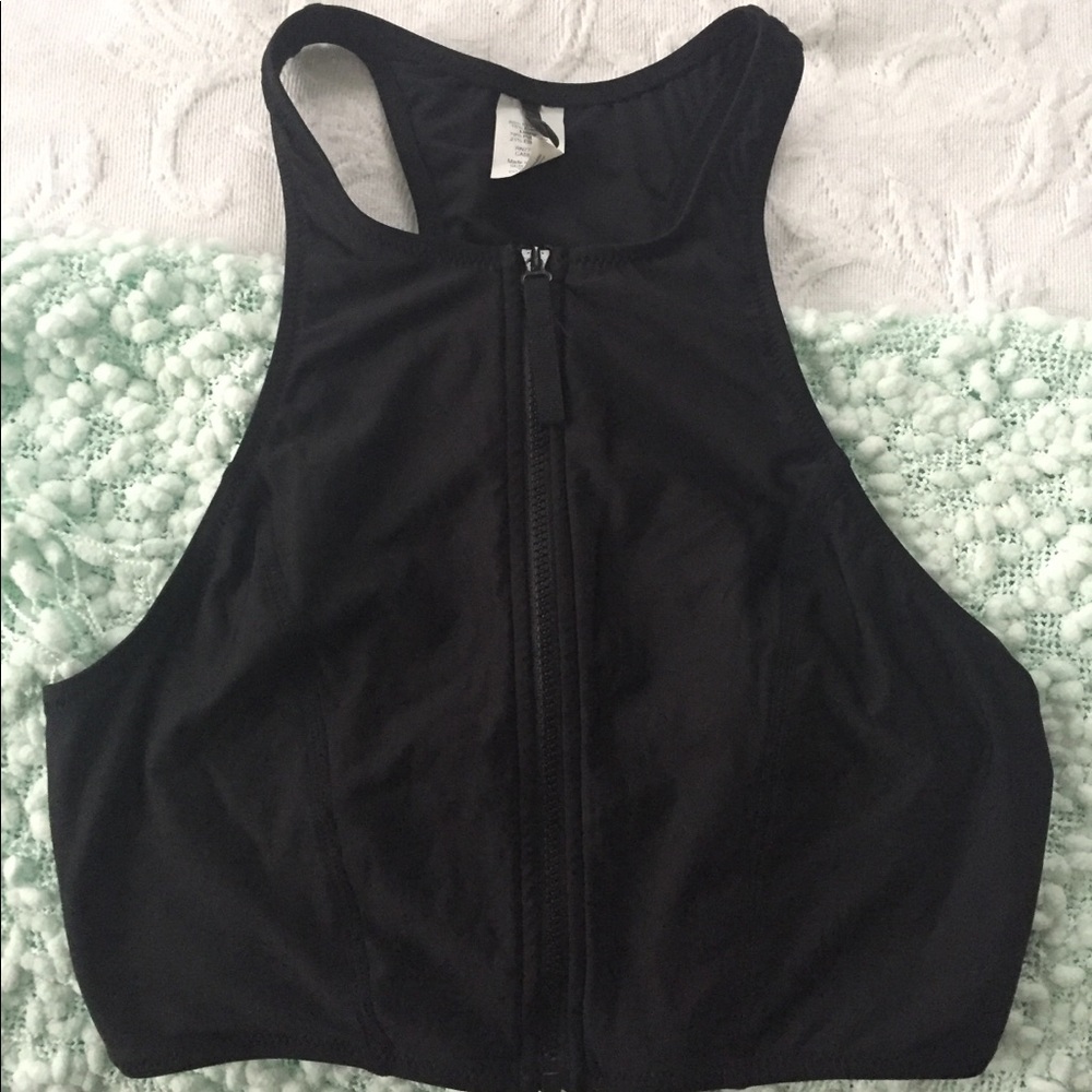 J Crew Athletic Bikini Top w/ Zipper